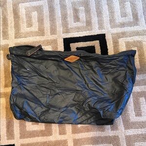 MZ Wallace Black Men's Toiletry Pouch with Leather Trim